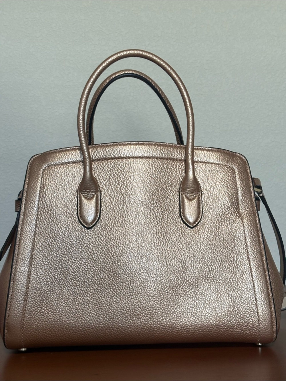 Kate Spade Metallic Rose Gold Pebbled Leather Satchel - Picture 4 of 12